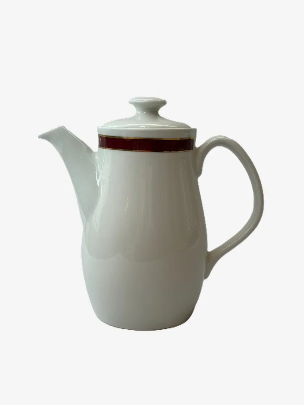 Vintage Steelite International Creamer Pitcher White Burgundy Red Gold Band 6